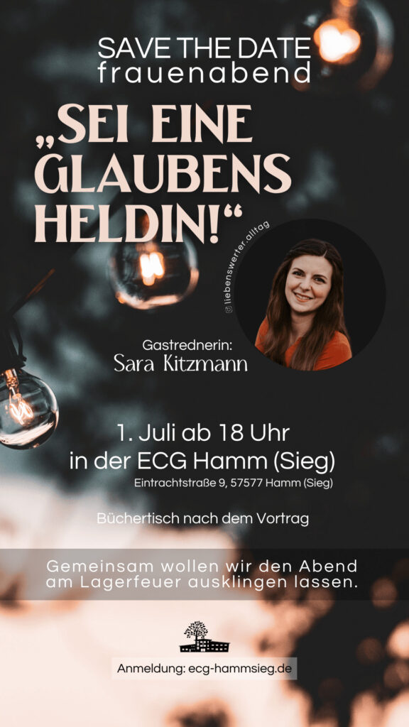 Einladung Frauenabend Sara Kitzmann ECG Hamm Sieg - Evangeliums Christen Gemeinde Hamm Sieg