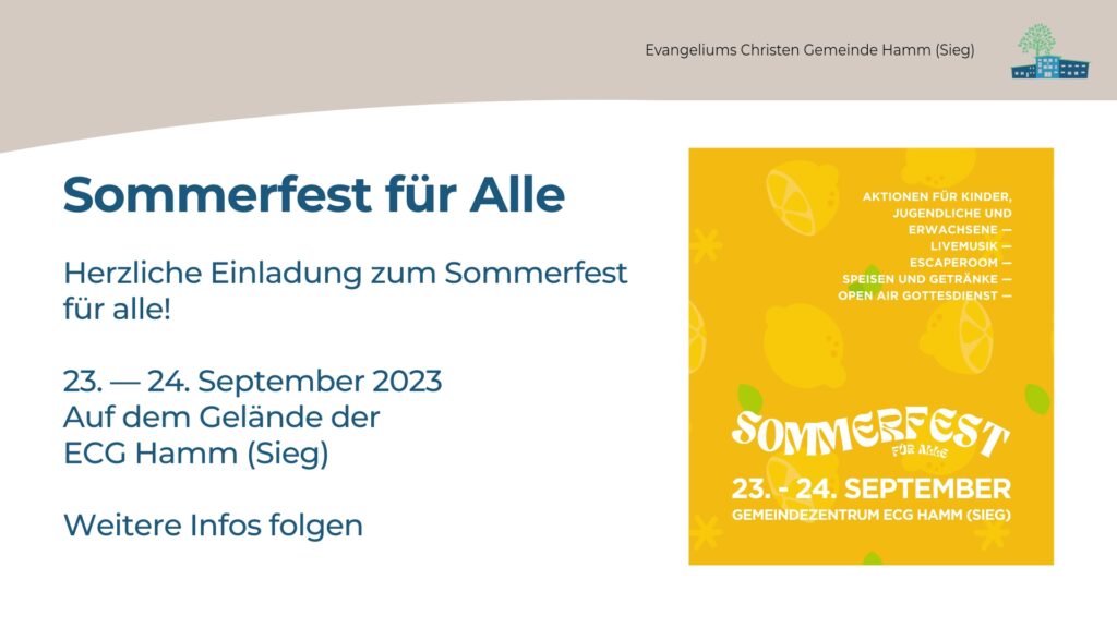 Sommerfest 2023 ECG Hamm Sieg - Evangeliums Christen Gemeinde Hamm Sieg